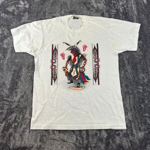 Vtg Screen Stars Native Tribal Aztec T-Shirt Multicolor L Single Stitch USA
